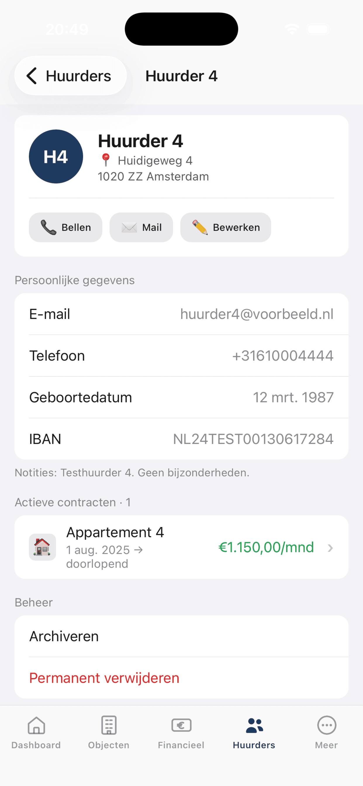 Een huurdersoverzicht in Fundament